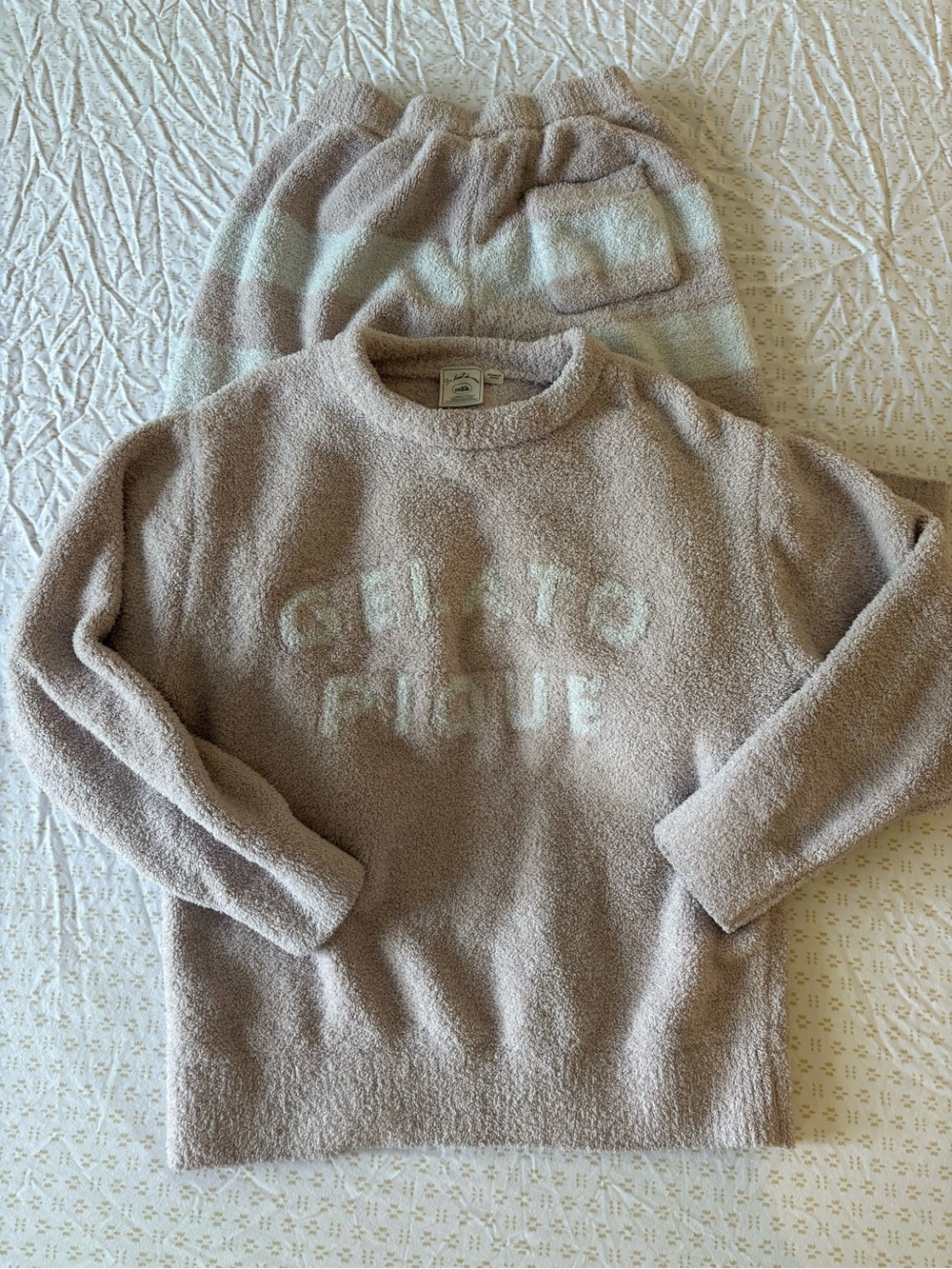 Pink and white gelato pique sleep set